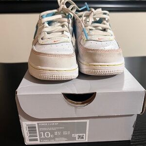 Nike Kids Force 1 Sneakers - White, Blue, and Red